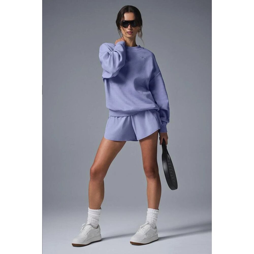 Alo Yoga Accolade Crew Neck Pullover in Lilac Blue - Picture 4 of 12